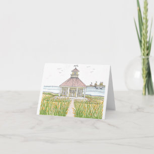 Yellow Beach Cottage Folded Note Card