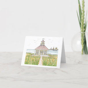 Yellow Beach Cottage Folded Note Card
