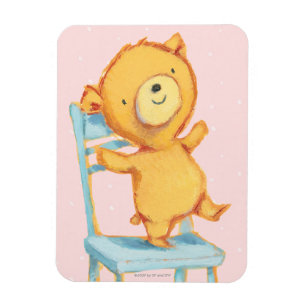 Yellow Bear Dances and Plays on Chair Magnet