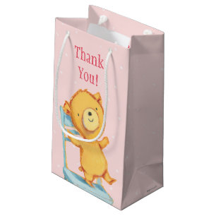 Yellow Bear Dances and Plays on Chair Small Gift Bag