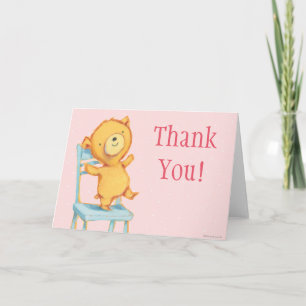 Yellow Bear Dances and Plays on Chair Thank You Card