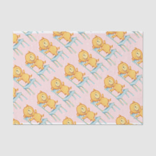 Yellow Bear Dances and Plays on Chair Tissue Paper