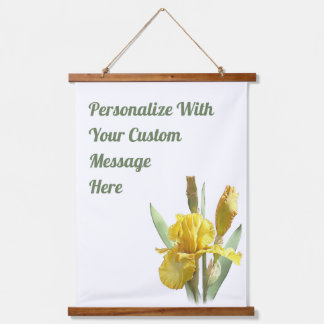Yellow Bearded Iris Floral Art Personalized Hanging Tapestry