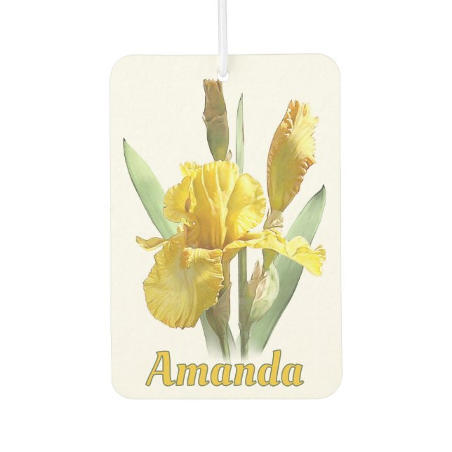 Yellow Bearded Iris Flower Personalized  Air Freshener (Front)
