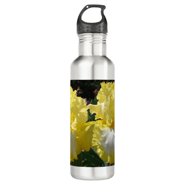 Yellow Bearded Iris Irises Flowers floral 710 Ml Water Bottle (Front)