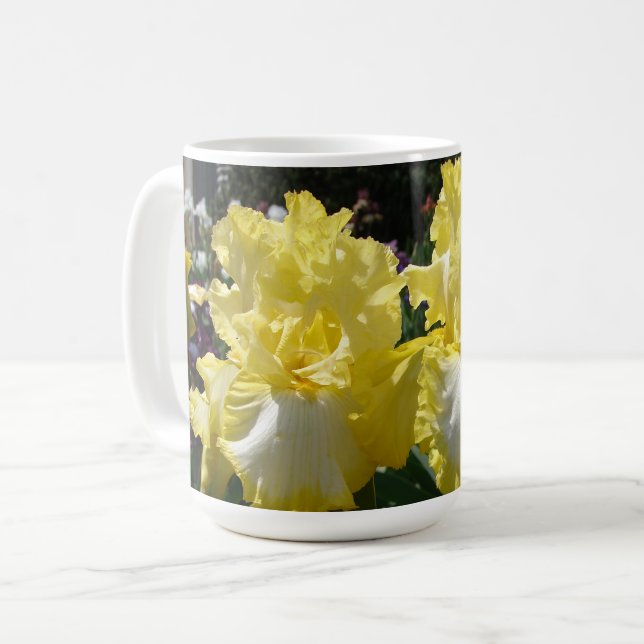 Yellow Bearded Iris Irises Flowers floral Coffee Mug (Front Left)