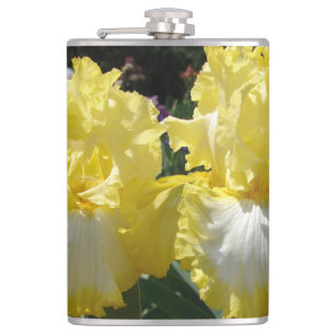 Yellow Bearded Iris Irises Flowers floral Hip Flask
