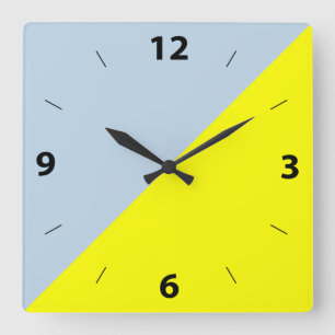 Yellow & Beau blue Solid Colour Background Square Wall Clock