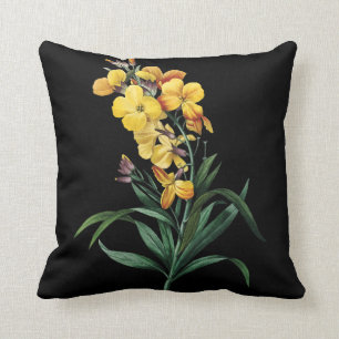 yellow beautiful flower black pillow