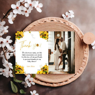 Yellow Bee baby shower theme thank you card