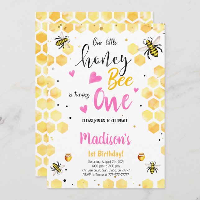 Yellow Bee Invitation (Front/Back)