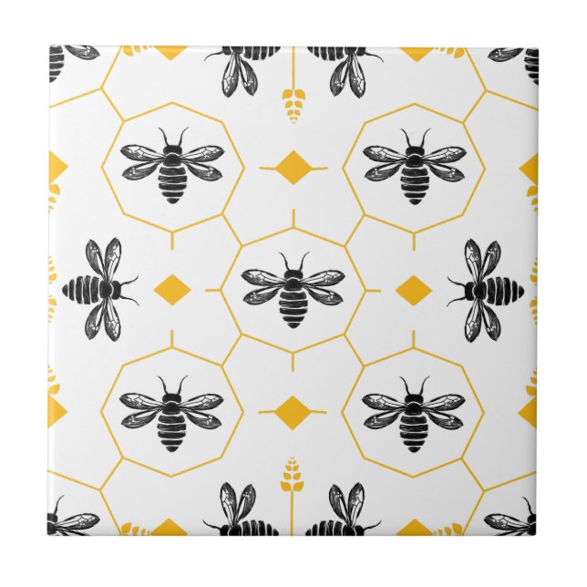 Yellow Bee Summer Kitchen Backsplash Ceramic Tile (Front)