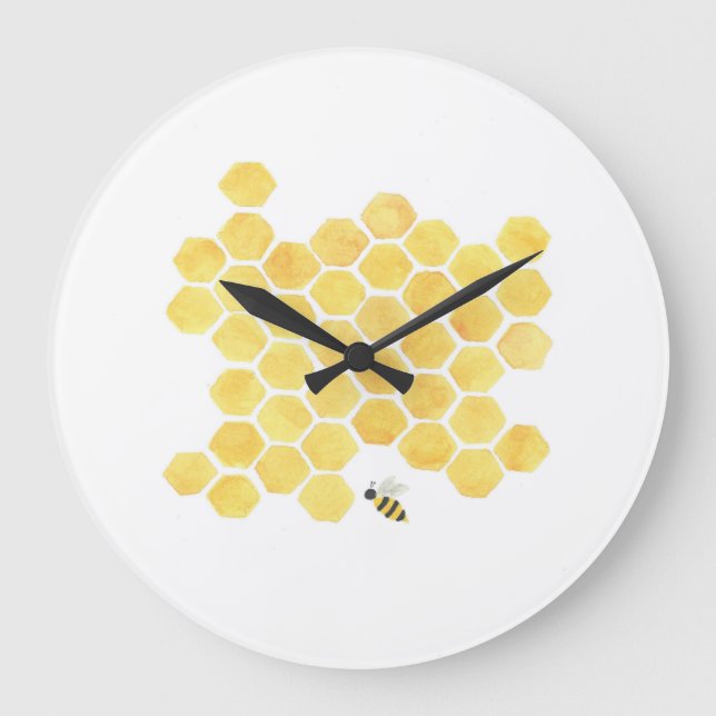 yellow bee wall clock kitchen nursery (Front)