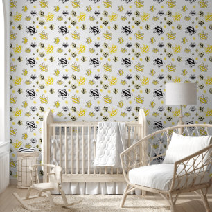 Yellow Bees Beehive Wallpaper – Cute Bee Pattern