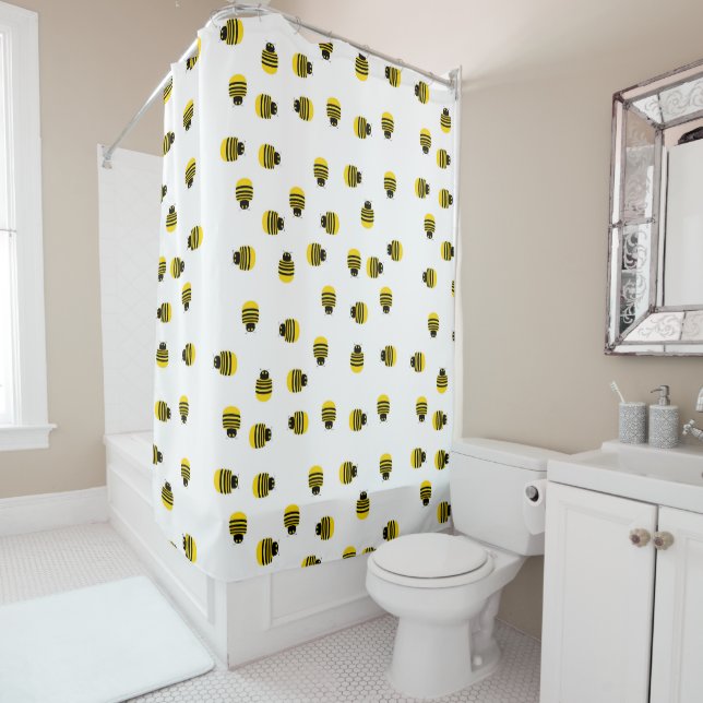 Yellow Bees Shower Curtain (In Situ)