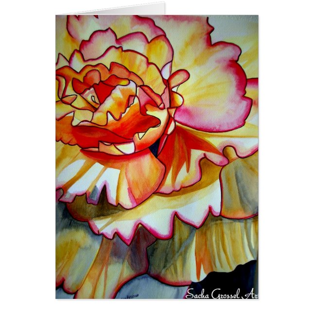 Yellow Begonia flower watercolour original art (Front)