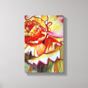 Yellow Begonia flower watercolour original art Canvas Print