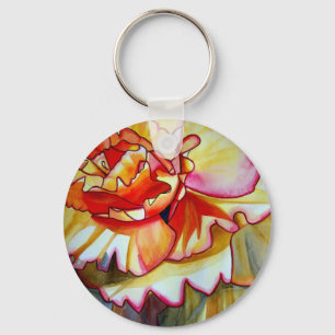 Yellow Begonia flower watercolour original art Keychain