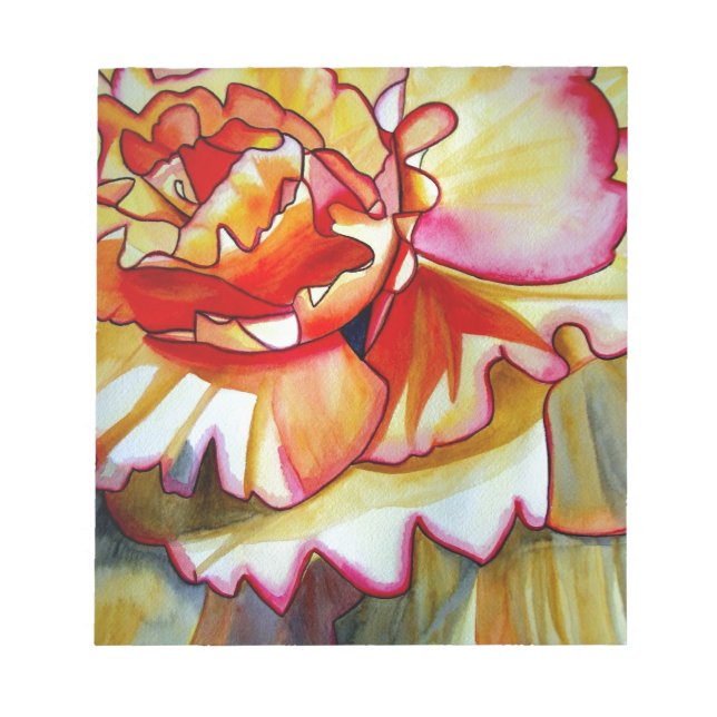 Yellow Begonia flower watercolour original art Notepad (Front)