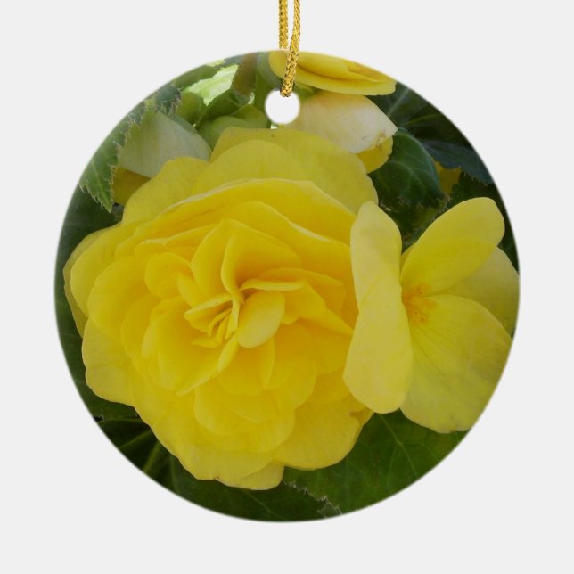 Yellow Begonia Memorial Ornament (Front)