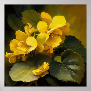Yellow Begonias Flower Art Print Poster