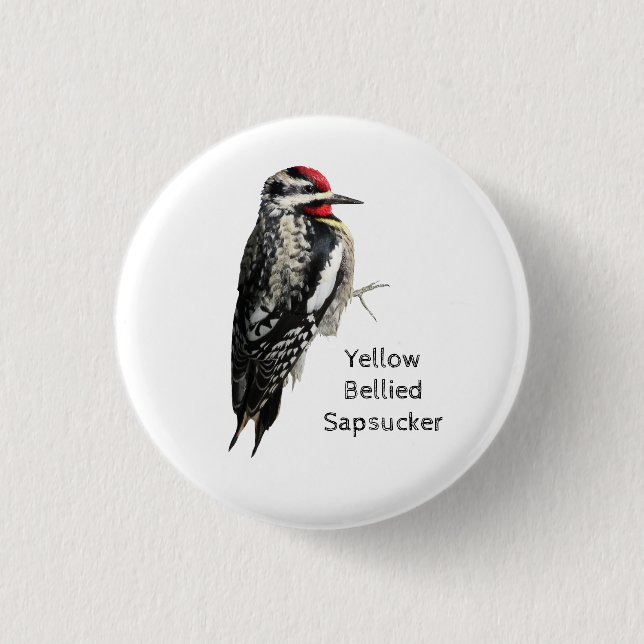 Yellow-Bellied Sapsucker 1 Inch Round Button (Front)