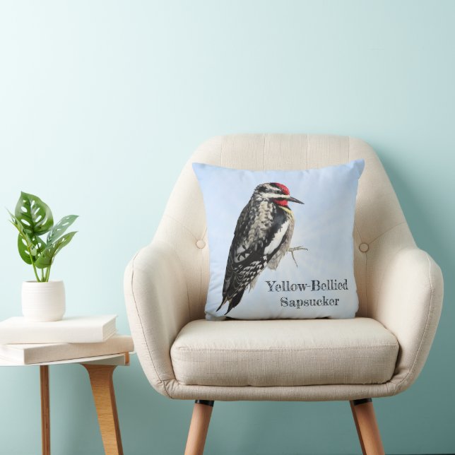 Yellow-Bellied Sapsucker Throw Pillow (Chair)