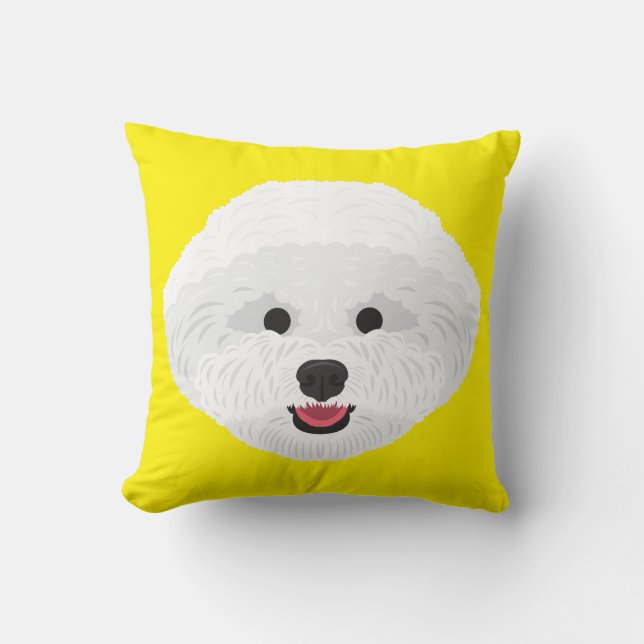 Yellow Bichon Frise Throw Pillow (Front)