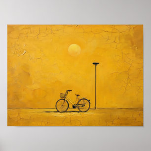 Yellow Bicycle and Streetlamp Art Poster