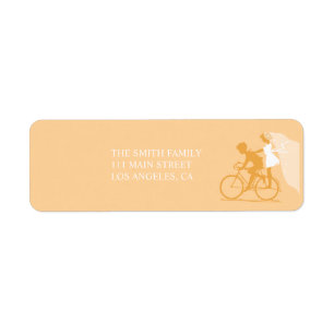 Yellow Bicycle Couple Wedding Return Address Label