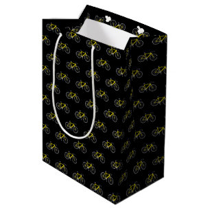 Yellow bicycle on black medium gift bag
