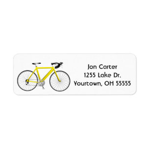 yellow bicycle on white label