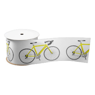Yellow Bicycle on White Satin Ribbon
