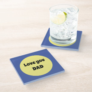 Yellow Big Dot Square Sticker Glass Coaster