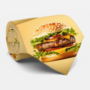 Yellow Big Hamburger Neck Tie