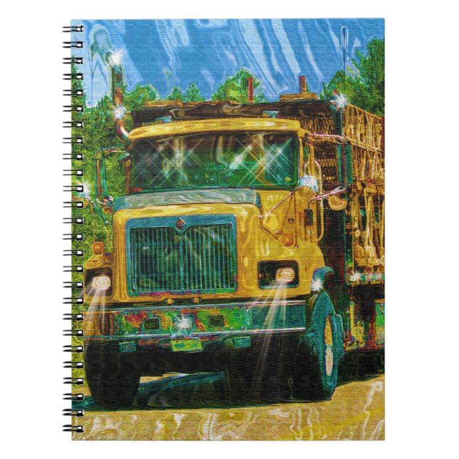 Yellow Big Rig Scaffolding Transporter Truck Notebook (Front)