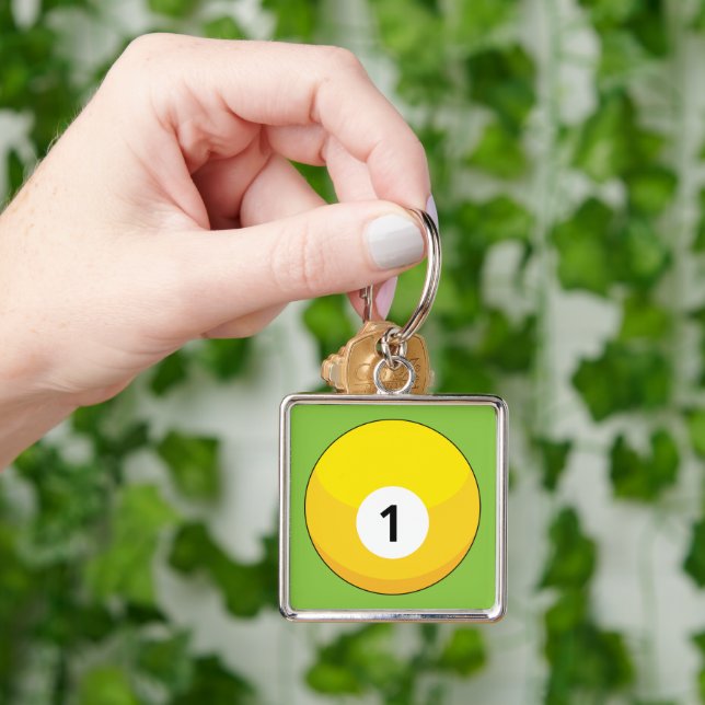 Yellow Billiard Ball Number One Keychain (Hand)