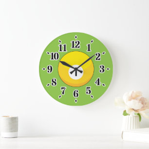Yellow Billiard Ball Number One Large Clock
