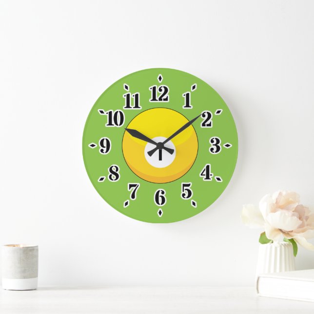 Yellow Billiard Ball Number One Large Clock (Home)