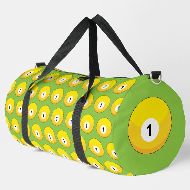 Yellow Billiard Ball Number One Pattern Duffle Bag (Left Corner)