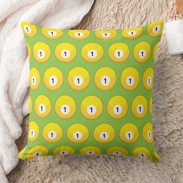 Yellow Billiard Ball Number One Pattern Throw Pillow (Blanket)