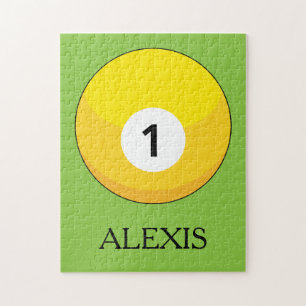 Yellow Billiard Ball Number One Personalize Jigsaw Puzzle