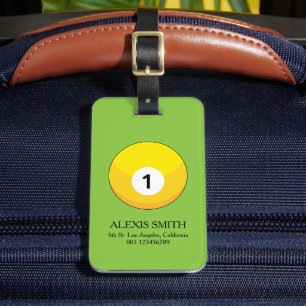 Yellow Billiard Ball Number One Personalize Luggage Tag