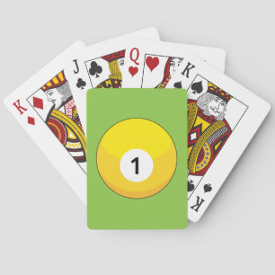 Yellow Billiard Ball Number One Playing Cards