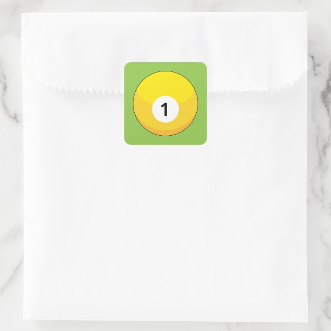 Yellow Billiard Ball Number One Square Sticker (Bag)