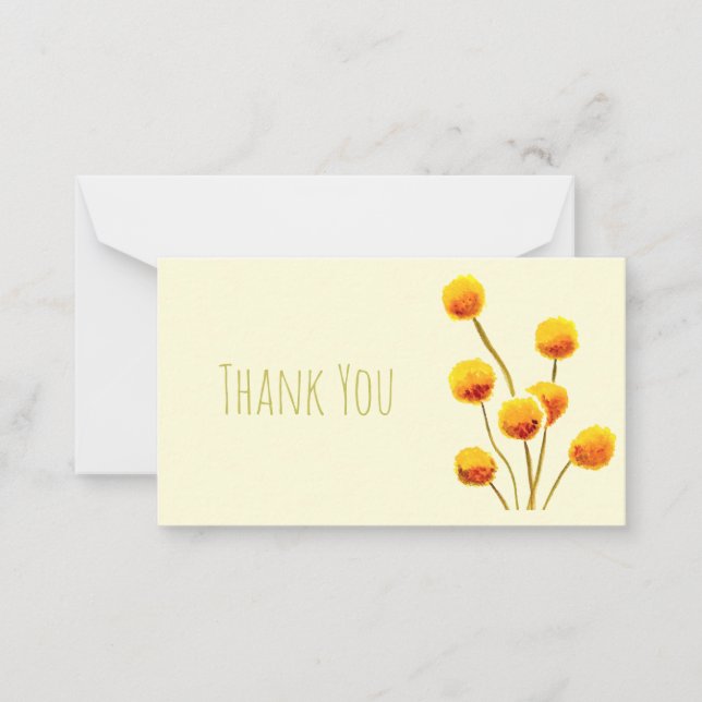 Yellow Billy Button native Australian flower Card (Front)