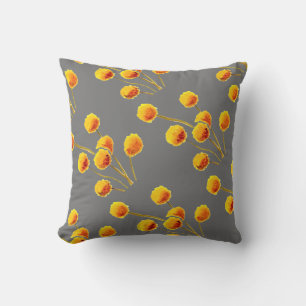 Yellow Billy Button native Australian flower Throw Pillow