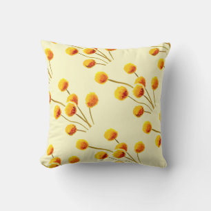 Yellow Billy Button native Australian flower Throw Pillow