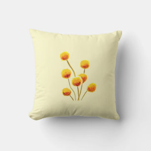 Yellow Billy Button native Australian flower Throw Pillow