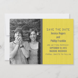 Yellow Binary Code Photo Save the Date Invite